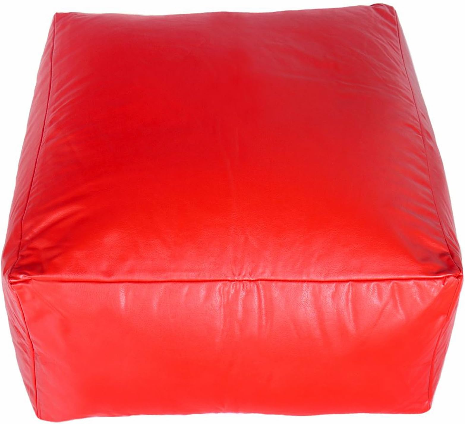 Faux Leather Bright Fluorescent Red Slab Footstool Pouffe Beanbag with Filling