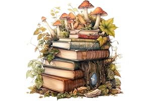 Moohue Stamped Cross Stitch Kits for Adults Skull 14CT Pre Printed Cross Stitch Kits for Beginners (Magic Books and Mushrooms)