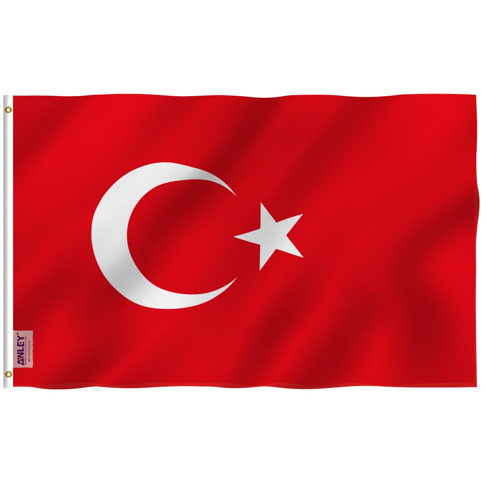 ANLEY Fly Breeze 3x5 Foot Turkey Flag - Vivid Color and UV Fade Resistant - Canvas Header and Double Stitched - Turkish Flags Polyester with Brass Grommets 3 x 5 Ft
