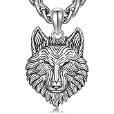 Lattd Wolf Necklace 925 Sterling Silver Wolf Pendant for Men