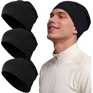 LOEO 3-Pack Cooling Skull Caps for Men & Women, Helmet Sweat Liner, Breathable 3D Mesh Under Helmet Cycling Motorcycle