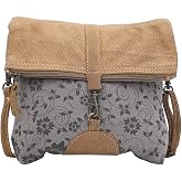 Myra Bag Over Shoulder Purse - Canvas Crossbody Bag with Genuine Leather Detailing, Fabric Satchel for Everyday Use, Travel