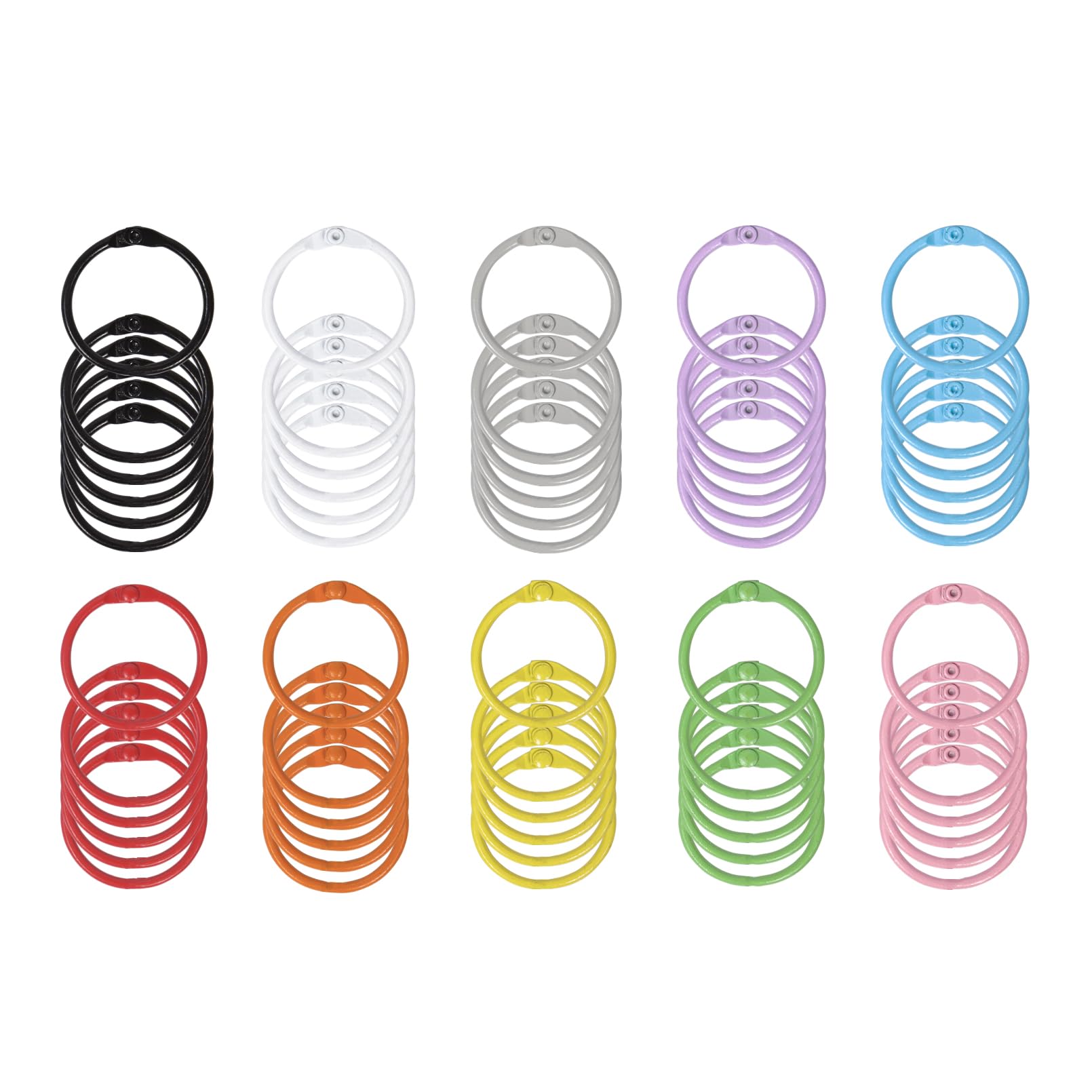 60 Pcs Metal Binder Rings - 30mm/1.2 inch, 10 Colors
