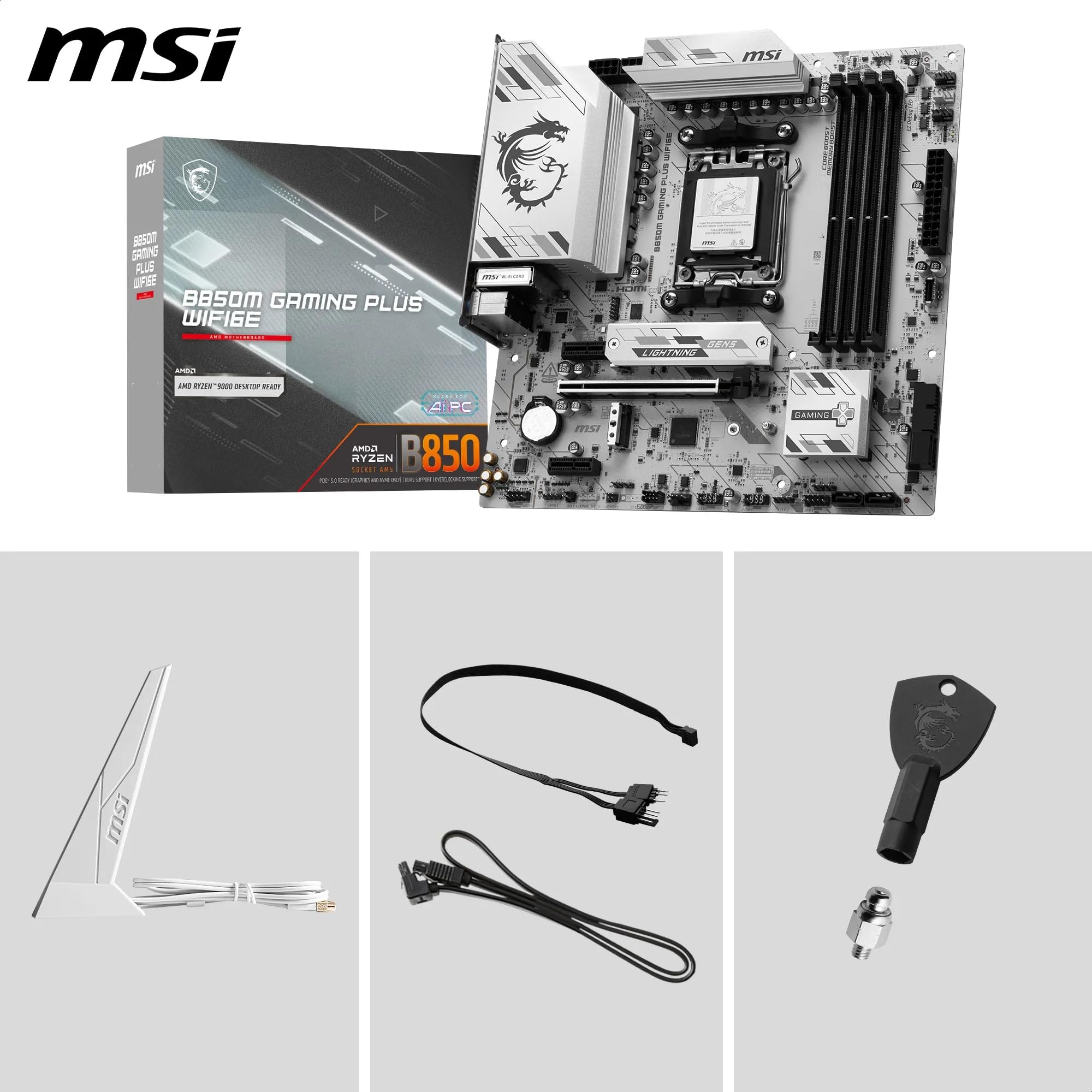 Msi B850M Gaming Plus Wifi6E Motherboard, Matx - Supports Amd Ryzen 9000/8000 / 7000 Processors, Am5 - Ddr5 Memory Boost 8200+ Mt/S (Oc), Pcie 4.0 X16, M.2 Gen5, Wi-Fi 6E, 2.5G Lan - View 7