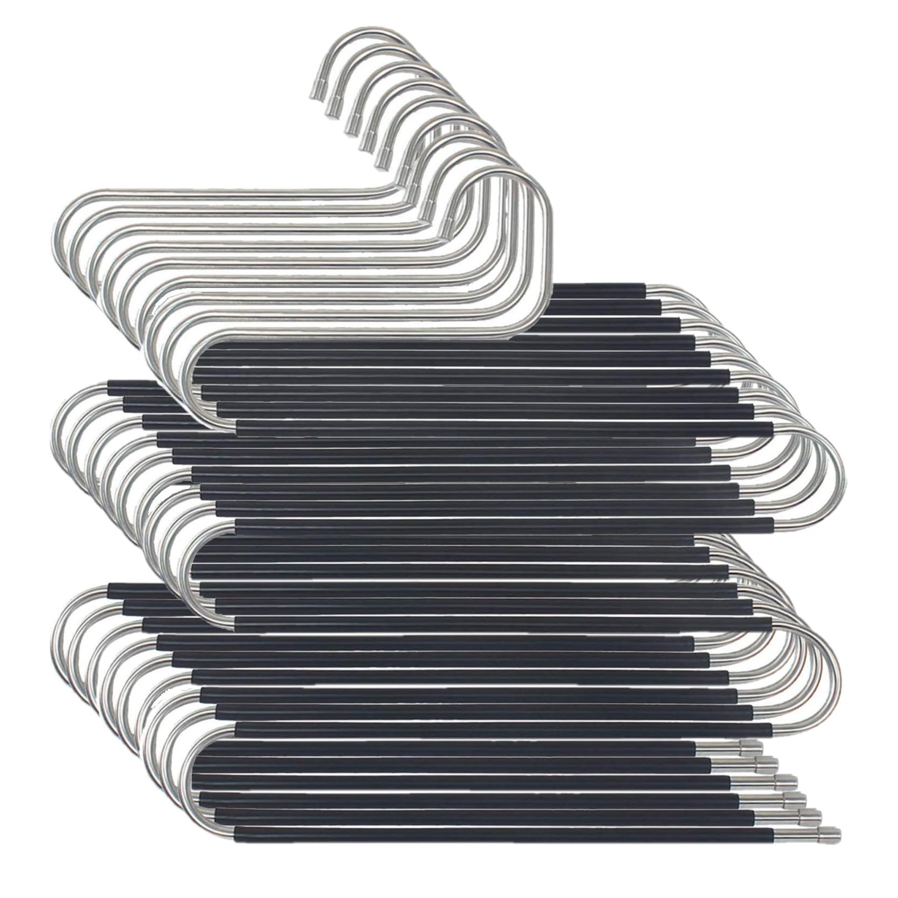 Skroad 10PCS Pants Hangers Space Saving,S-Type Non-Slip Stainless Steel Clothes Pants Hangers Closet Organizers and Storage, Closet Organizer Hanger Organizer for Scarf Jeans Trousers Towels Leggings