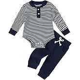 Hihosdor Newborn Baby Boy Clothes Ribbed Knit Long Sleeve Romper and Pants Set Fall Winter Baby Boy Outfits