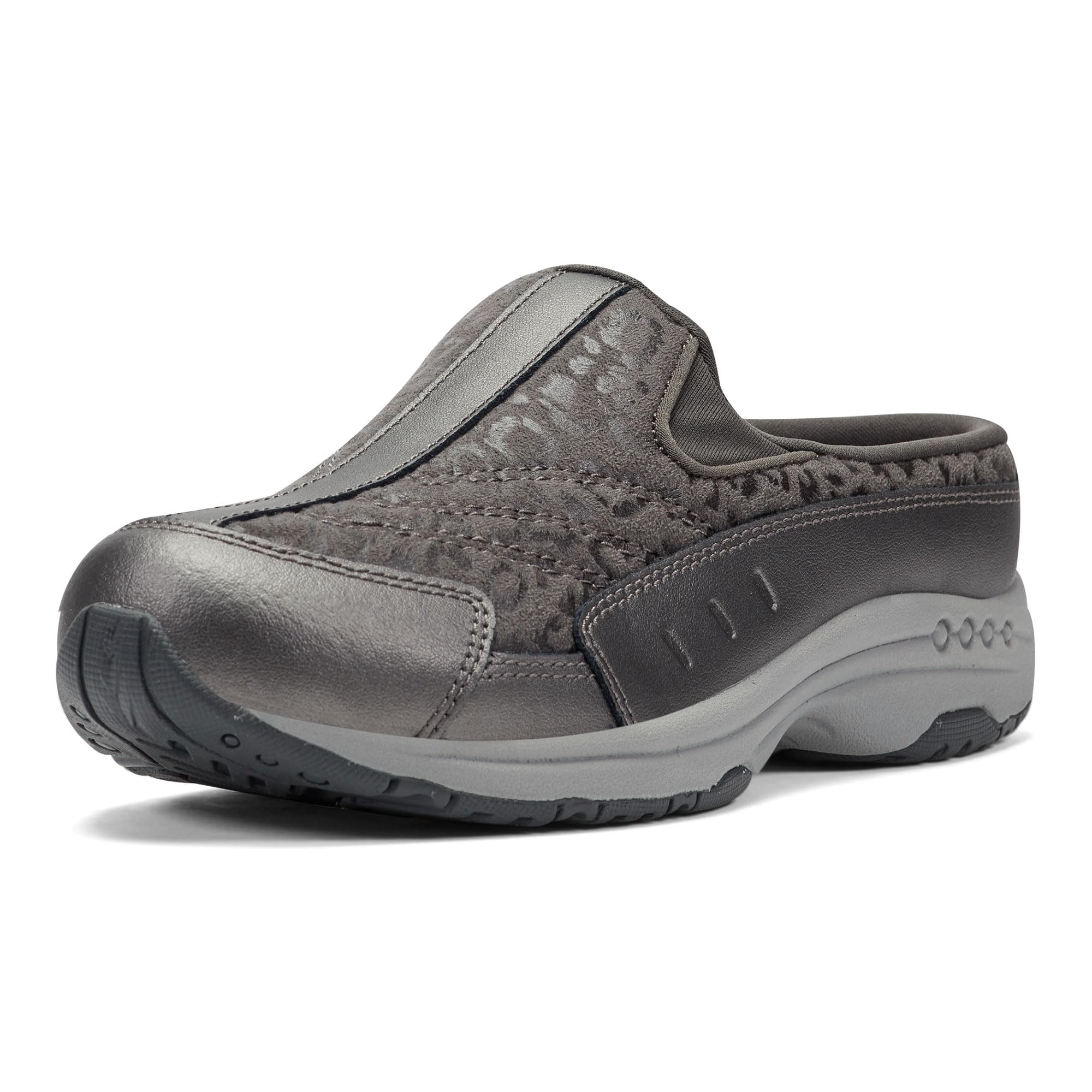 Easy Spirit Women’s Traveltime730 Round Toe Casual Slip-on Mules, Gray Leopard 020, 6.5 W