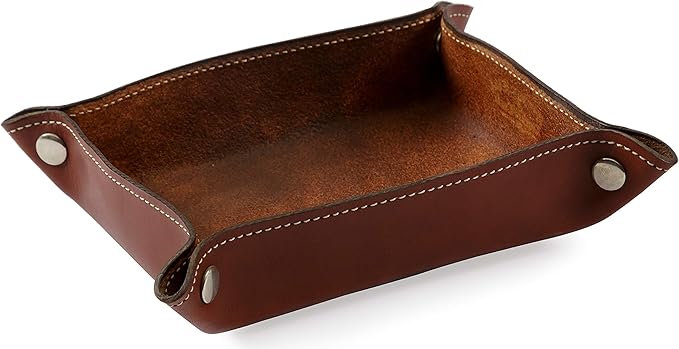 Thick Leather Catch It All Change Key Wallet Coin Box Tray