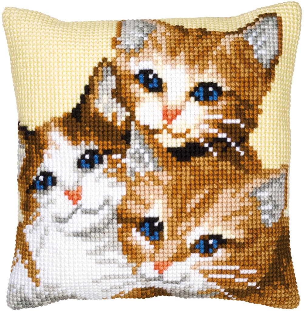 Vervaco Kittens Cross Stitch Cushion, Multi-Colour