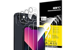 NEW'C 3x for iPhone 13 Screen Protector (6.1 inches)+ 3x Camera Lens Protector, Sensor Protection + Dust Plug - Case Friendly