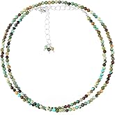 GEMSYMPHONY Natural Beads Necklace Adjustable Choker Crystal Handmade Jewelry, 2 To 2.5 mm Beads, Hypoallergenic 18 Inch Silver Plated Gemstone Necklaces For Women