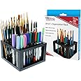 U.S. Art Supply 96 Hole Plastic Pencil & Brush Holder - Desk Stand Organizer Holding Rack for Pens, Paint Brushes, Colored Pe