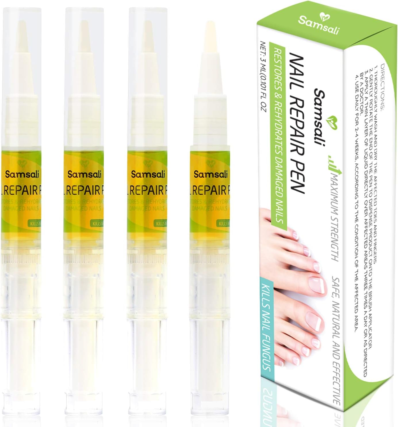 Samsali Fungus Treatment, Toenail and Nail Fungus Treatment, Anti Fungus Nail Treatment, Effective Fungus Cure for Toenail and Fingernail, Best Fungus Cure Pen For Toenail and Fingernail, 4 Pack
