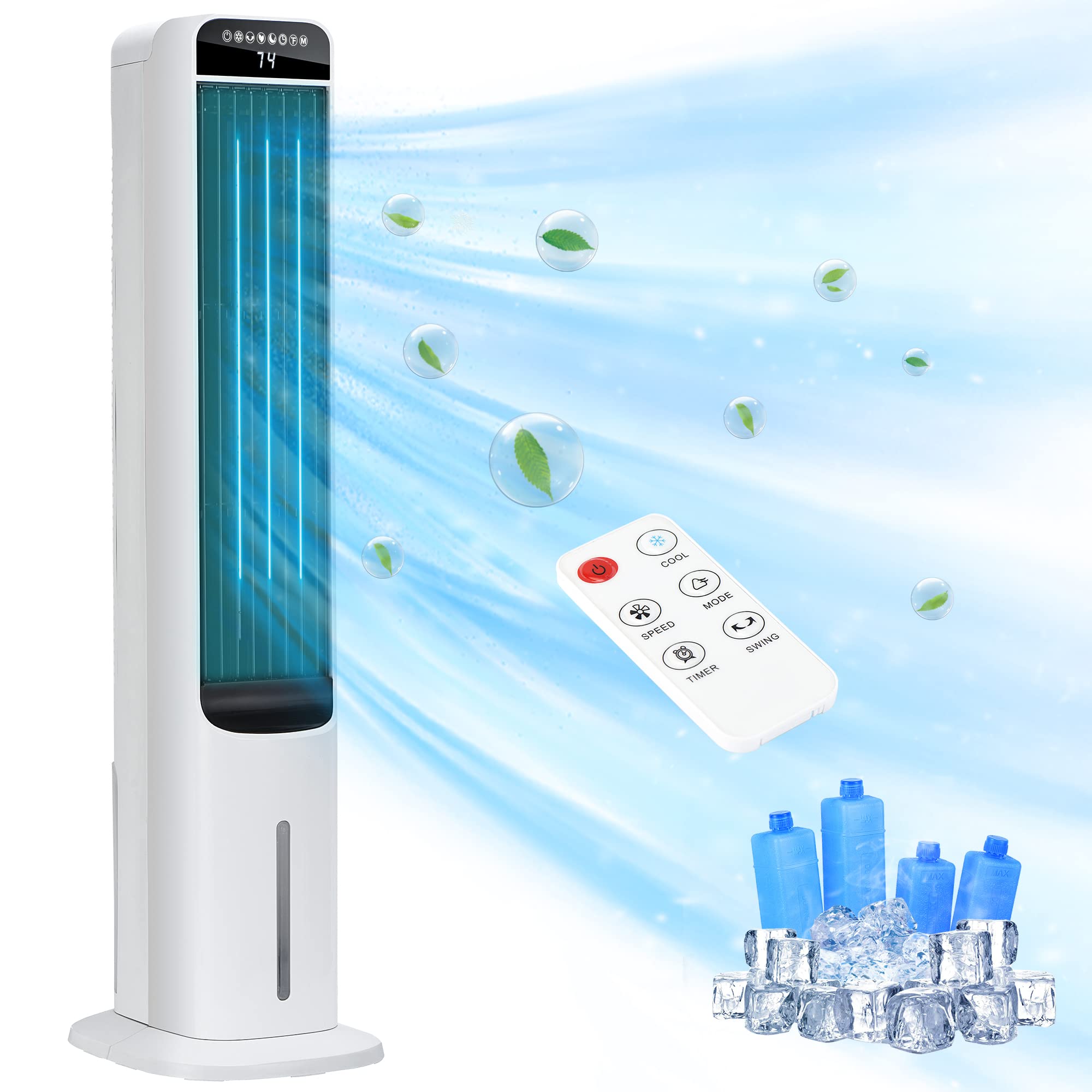 Photo 1 of ***MISSING REMOTE*** Windowless Portable Air Conditioner, 41 Inch Cooling Fans that Blow Cold Air, 3-in-1 Tower Fan with Remote, 3 Speeds, 120° Oscillation Swamp Cooler, 12H Timer Evaporative Cooler for Bedroom Indoor Use