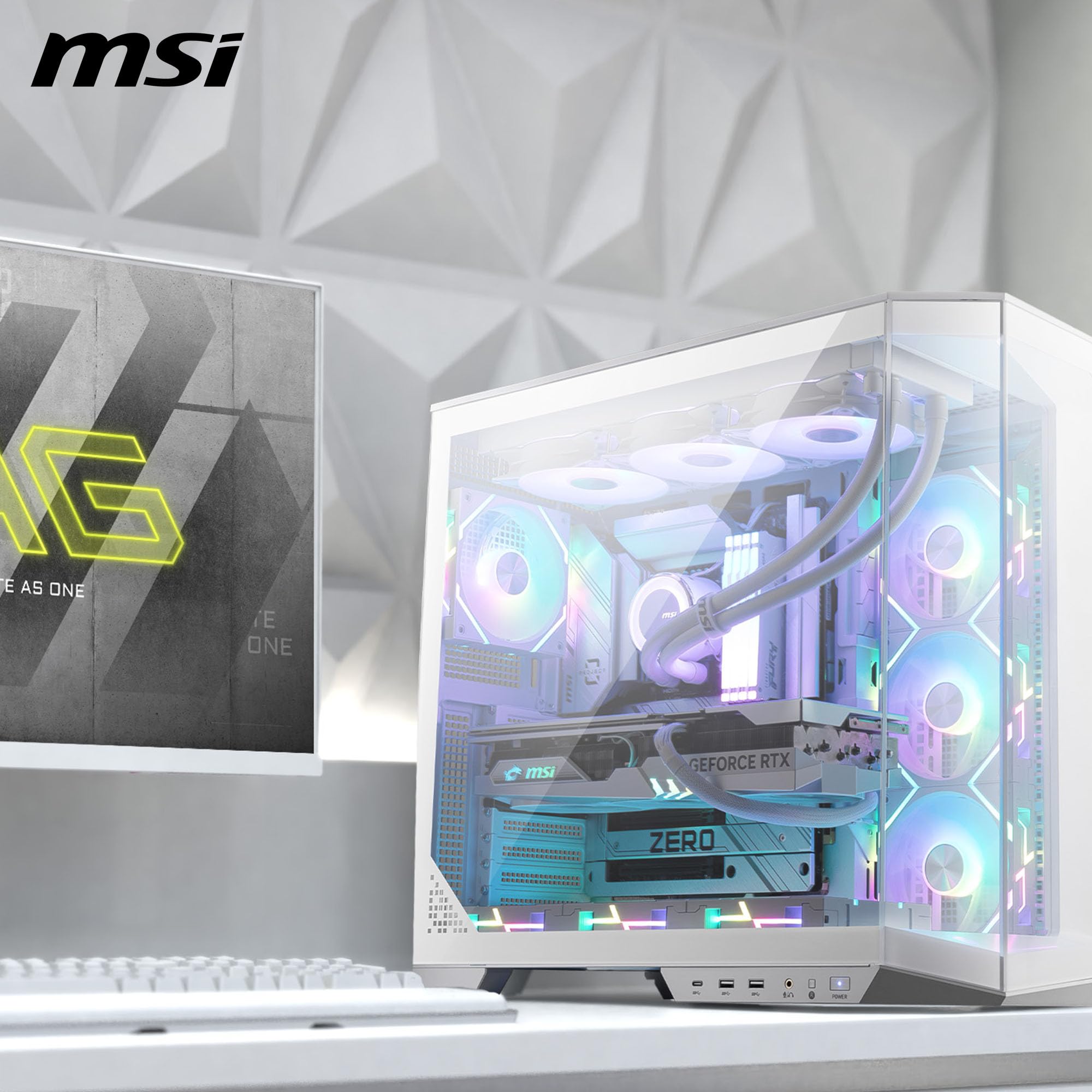 Msi Mag Pano 100L Pz White Atx Pc Case - Atx Capacity, Verical Gpu Installation Bracket, Gpu Holder, Dust Filters, Swinging Storage Bracket, Dual-Chamber, Usb 20Gbps Type-C - View 8