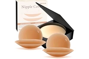 Bretape Nipple Covers for Women–2 Pairs Reusable Silicone Pasties, Adhesive&Waterproof, No Show Design with Travel Box