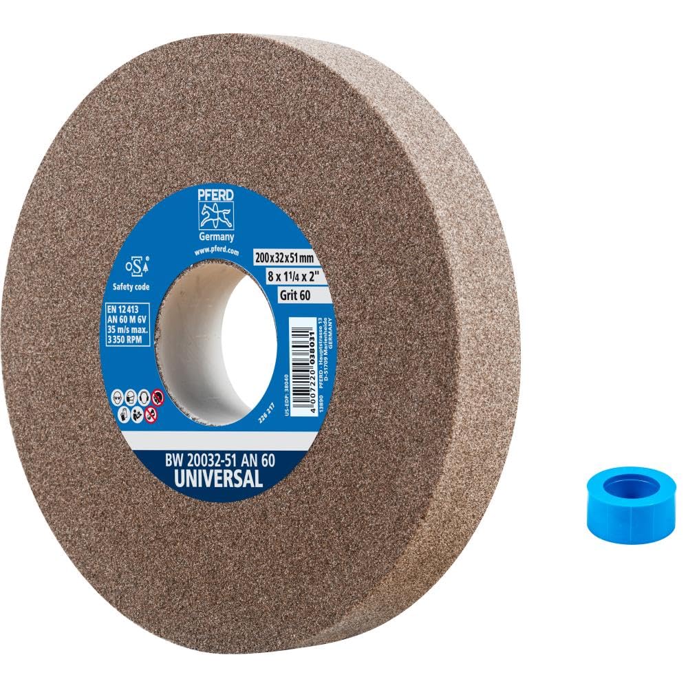 PFERD 39009720 Universal Abrasive Disc 200 x 32 x 51 mm A60 Hard Sanding Disc for Universal Grinding Tasks, with Reducing Sleeve (32 mm)