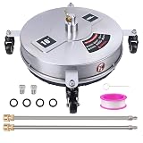 Biswing 18" Pressure Washer Surface Cleaner with 4 Wheels, Stainless Steel Power Washer Accessory for Driveways Sidewalks Patios Cleaning, 1/4" Quick Connector, 2 Extension Wand Attachments, 4000 PSI