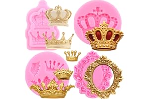 Mujiang Crown Silicone Molds Photo Frame Fondant Mold Picture Frame Mold Princess Crown Chocolate Molds for Cake Decoration C
