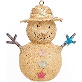 2pcs Blown Glass Beach Snowman Christmas Ornament, Hanging Glass Beach Snowman Ornaments for Christmas Tree Decoration