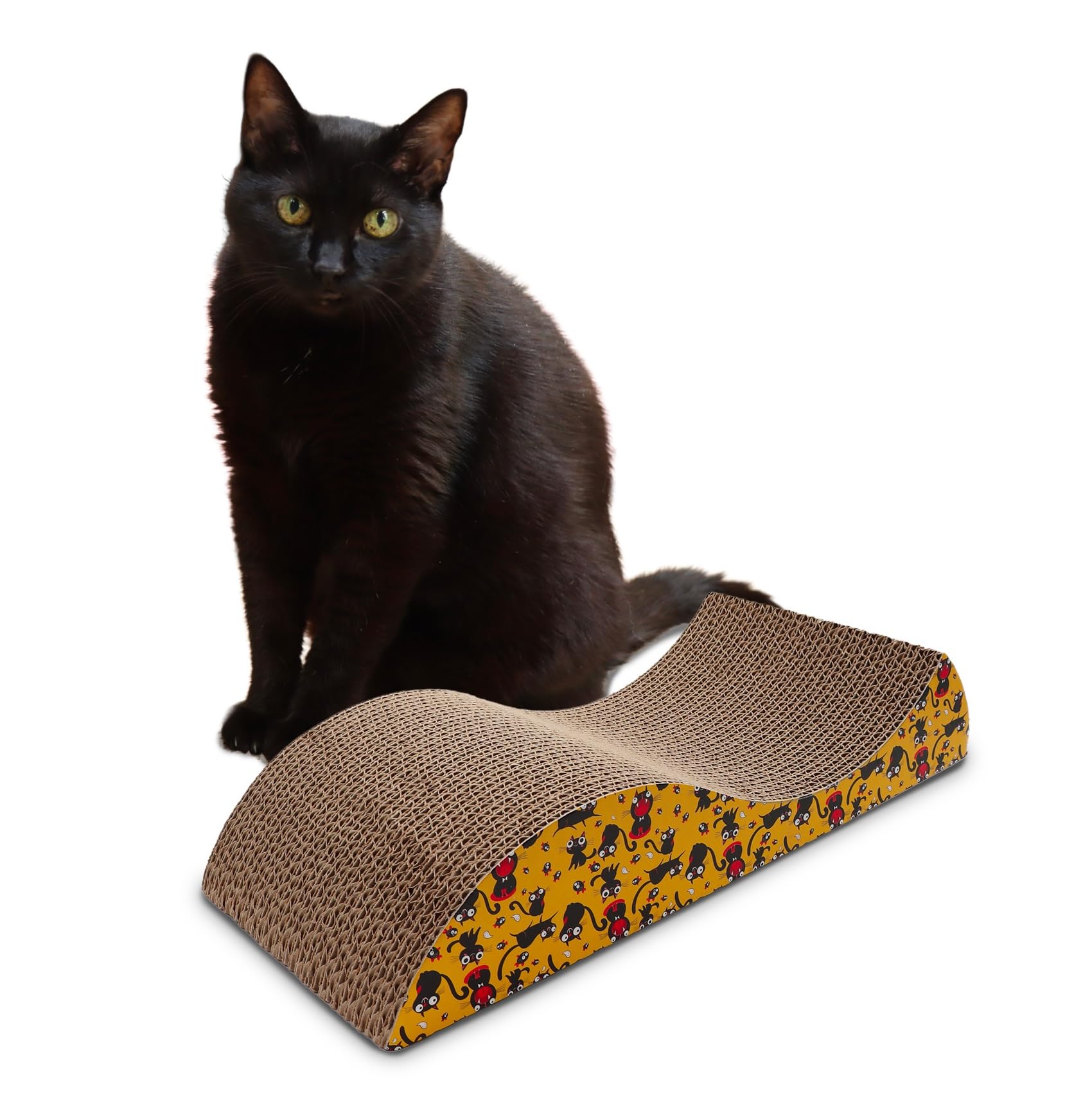 Croci Wavy - Scratching Mat for Adult, Large and Small Cats, Mat with Cat Calming Scratcher in Cardboard and Ready-to-Match Catnip Bag, Accessories and Games for Pets at Home