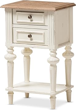 Baxton Studio Colette Weathered Oak White Wash Distressed Two Tone 2 Drawer 1 Shelf Nightstand Amazon Ca Home Kitchen