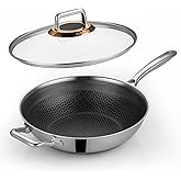 ZEROPAN Hybrid 12-Inch Wok with Lid,Nonstick Stainless Steel Woks & Stir-fry pans,Wok Pan,PFAS PFOA PTFE Free,Dishwasher-Friendly,Oven-Safe Up to 600°F,Compatible with All Cooktops