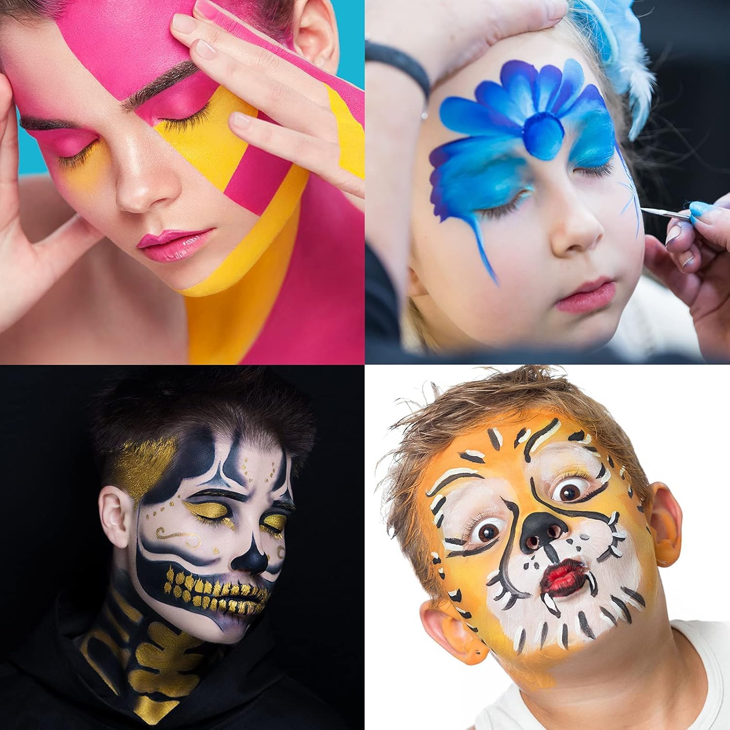 UCANBE UCANBE Face & Body Paint, Water Activated SFX Makeup Palette - Extra Large White & Black Pan, Professional 18 Color Safe Non Toxic Art Painting Kit for Halloween, Cosplay, Parties, Theater & Stage