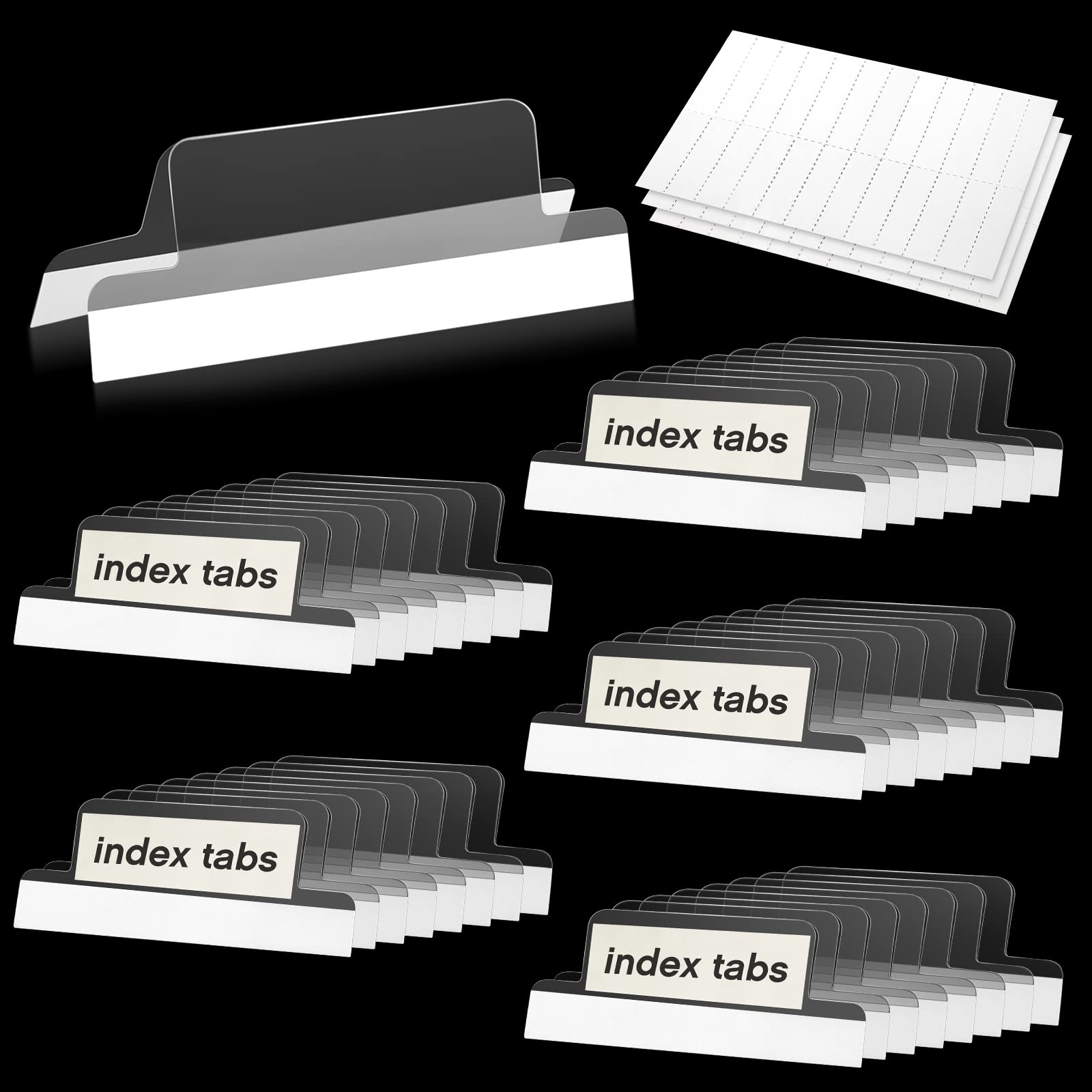 Photo 1 of 1.5 Inch Insertable Self Adhesive Index Tabs, with Paper Printable Inserts Clear File Folder Tabs Sticky Tabs for Notebooks Plastic File Folder Tabs Clear Sticky Tabs for Book Page (50 Pieces)