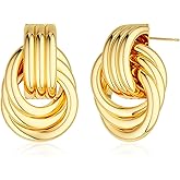 CTEEGN Gold/Silver Plated Dangle Earrings for Women Dainty Drop Dangling Dangly 14K Plated Hoop Huggie Stud Earrings Trendy Small Statement Tarnish Jewelry Gifts