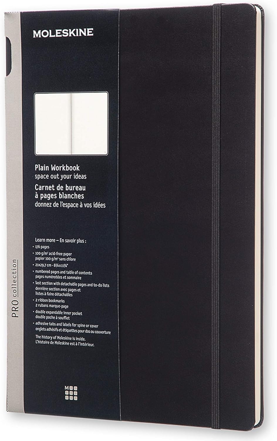 Moleskine Pro Collection Workbook, A4, Plain, Black, Hard Cover (12 x 8