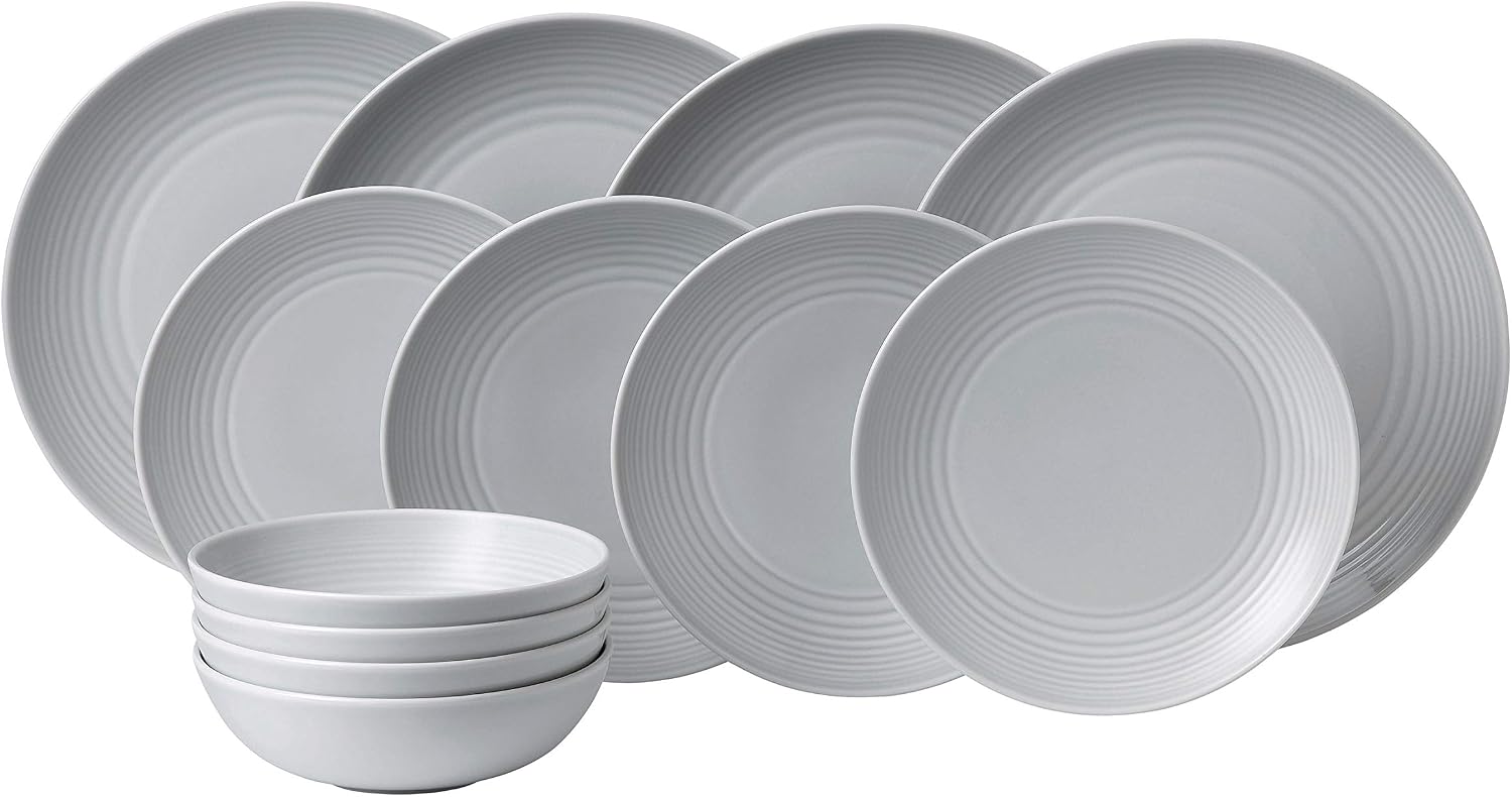 Royal Doulton Gordon Ramsay Maze 1054416 12 Pc Dinnerware Set Light Grey,Stoneware, 12 piece