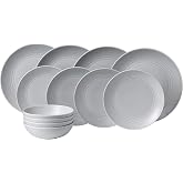 Royal Doulton Exclusively for Gordon Ramsay Maze Light Grey Dinnerware Set, Light Grey, 12-Piece