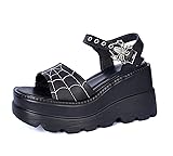 Gothniero women black platform sandals goth chunky