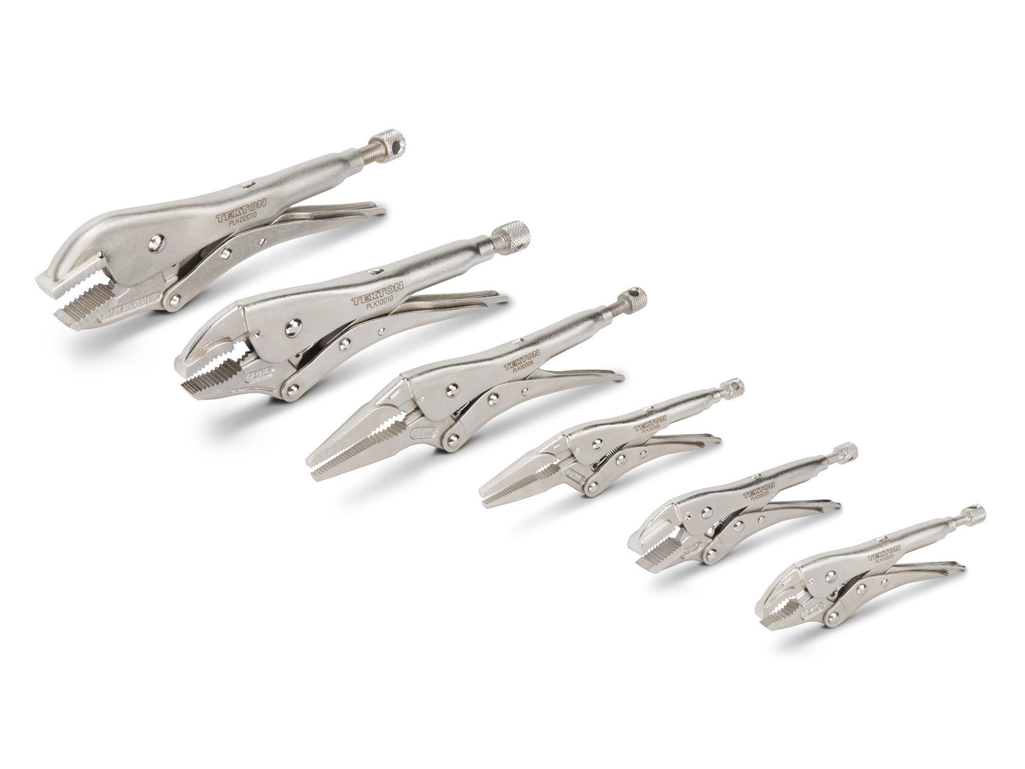 TEKTON Locking Pliers Set, 6Piece (Straight Jaw, Curved Jaw, Long Nose