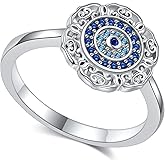 YAFEINI Evil Eye Rings For Women 925 Sterling Silver Evil Eye Ring Jewelry Gifts for Women Female