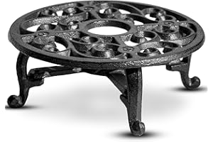 VSPDVO 7 Inches Cast Iron Teapot Warmer Dish Cups Trivet,Round-Shaped Design with Tealight Holder - Heavy Duty & Decorative Candle Holder Stands for Heat Food Coffee Milk or Tea