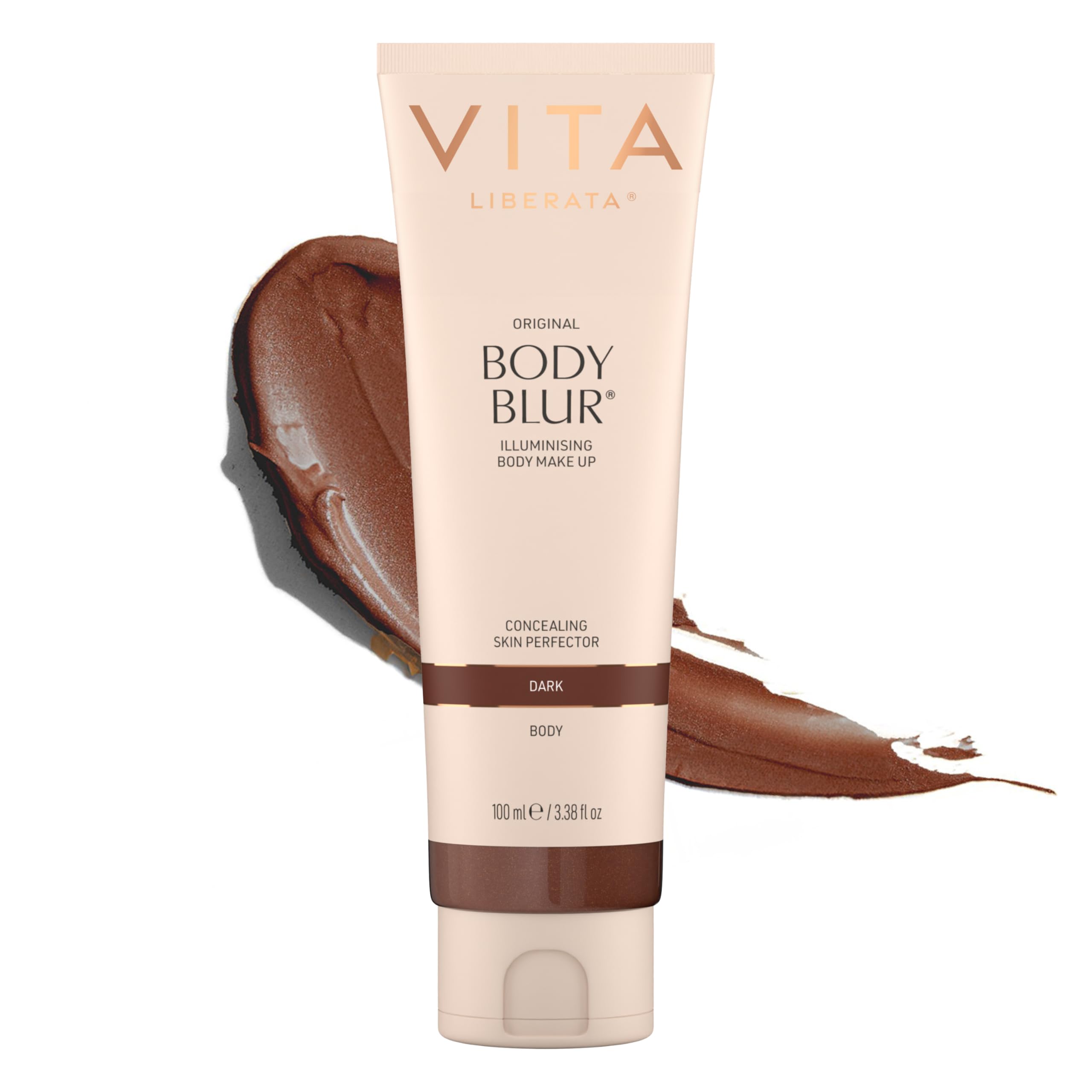 VITA LIBERATA Body Blur - Dark 100ml, Skin Perfecting Leg & Body Makeup, Wash Off Instant Tanner, Radiant Glow & Flawless Finish