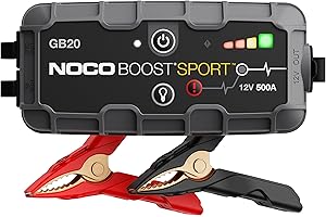 NOCO Boost GB20: 500A UltraSafe Jump Starter – 12V Lithium Battery Booster Pack, Portable Jump Box, Power Bank & Jumper Cable