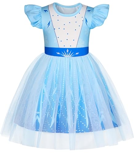 strapless open back dress Posh Peanut Toddler Girl's Disney Frozen Anna Twirl Dress in Blue, 2 Toddler, Viscose from Bamboo main image 0