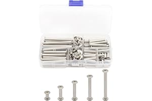 LBY 100pcs Phillips Chicago Screws, M5 x 10/20/30/40/50mm Binding Screw Posts, Book Screws, Binding Barrels and Screws Assortment Kit for Leather Saddles, Purses, Belt Repair, 304 Stainless Steel