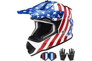 VCOROS Youth Kids Dirt Bike Helmets Motocross Street Offroad BMX MX ATV Dirtbike Motorcycle Helmet VS-905 with Goggles Gloves DOT Approved