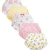 Baby Girl Cotton Panty Diaper Covers - Cute Baby Underwear 5 Pack Classic Ruffle Fancy Bloomers - Soft Baby’s Underwear Unisex Toddler Clothes Mulitpack Undies Comfortable Brief