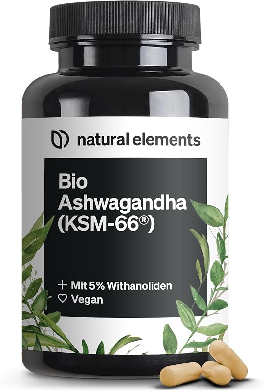 Bio-Ashwagandha – KSM-66® Premiumrohstoff (180 Kapseln mit überdurchschnittlicher Reichweite) – 5% Withanolid-Gehalt – laborgeprüft, vegan und hochdosiert