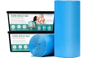MOEMOE BABY 60 Bags Diaper Pail Refill Bags, Compatible with Genie Signature & Platinum Diaper Pails, Odor Control, Holds Up 