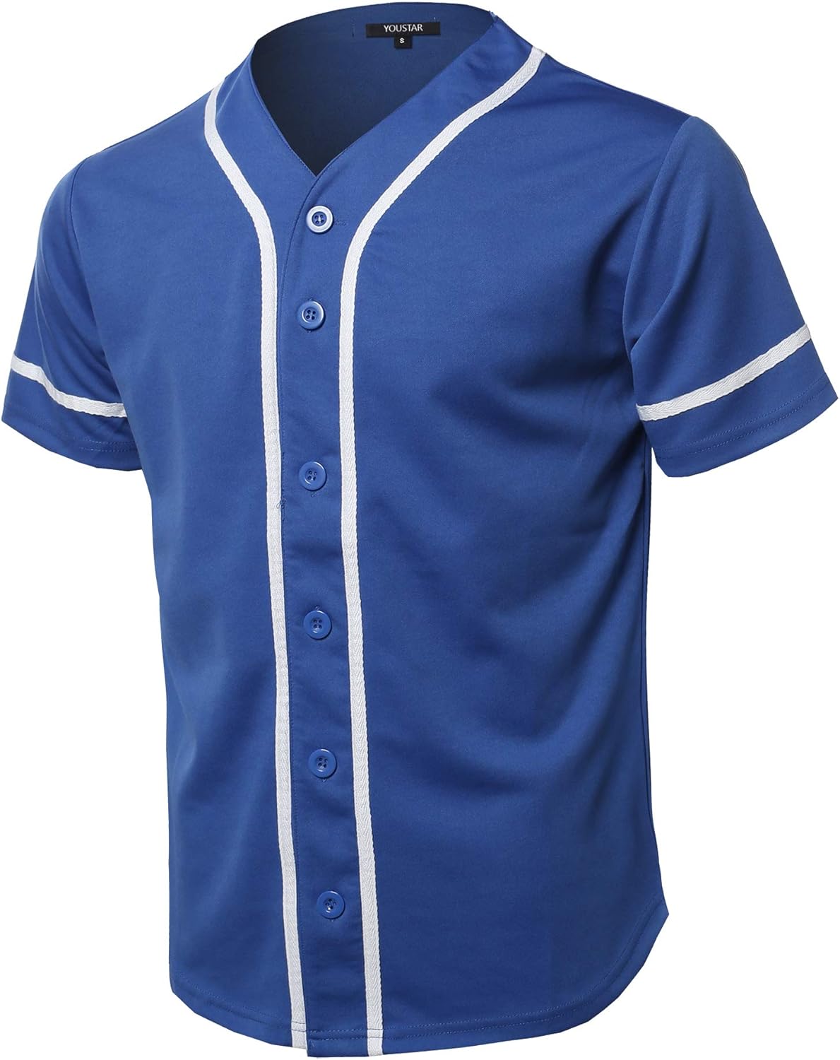 Youstar Mens Solid Front Button Closure Athletic Baseball Inspired Jersey Top Team Sports Clothing