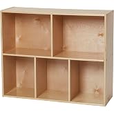 Back2School Express Sleekline 5-Compartment Cabinet, Builder, Natural | Durable birch, GREENGUARD Gold Certified, 50 lb capacity, anti-tip kit, 5-cubby storage organizer, classroom, playroom &amp; home
