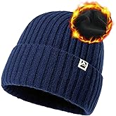 TOP-EX PolarWool™ L/XL/XXL 100% Merino Wool Beanie Fleece Lined Hat Watch Cap for Cold Weather Winter Warm