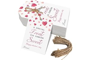 AUKOLASS Happy Valentine's Day Tags, Valentine's Day Gift Tags with String for Sweet Themed Party or Valentine' Day Thank You Gift Tags Great for Party Favors (Sweet)
