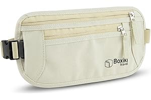 RFID Blocking Travel Money Belt with Hidden Passport Pouch - Slim Waist Wallet for Men and Women, Breathable Anti Theft Under